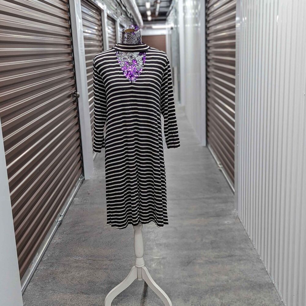 Black‎ & White Whimsygoth Striped Trapeze Dress Beetlejuice Plus Size 2X